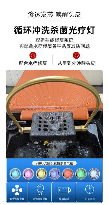 Barber Shop Shampoo Chair for Hair Salon Beauty Salon Constant Temperature Water Circulation Fumigation Head Treatment Bed