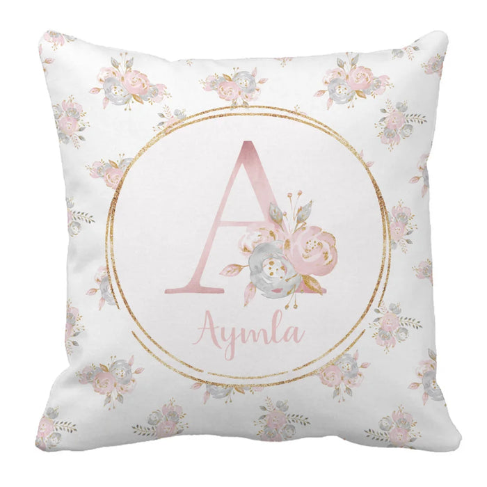 LVYZIHO Personalized Name Blush Gold Floral Bedding Set, Birthday Gift Toddler Gift Bedding Set, Baby Shower Gift  Bedding Set