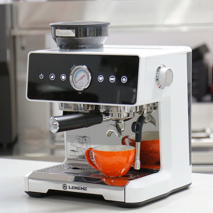 Lehehe Integrated Small Semi-Automatic Coffee Machine With Espresso Grinder And Milk Steam Output For Coffee Shop