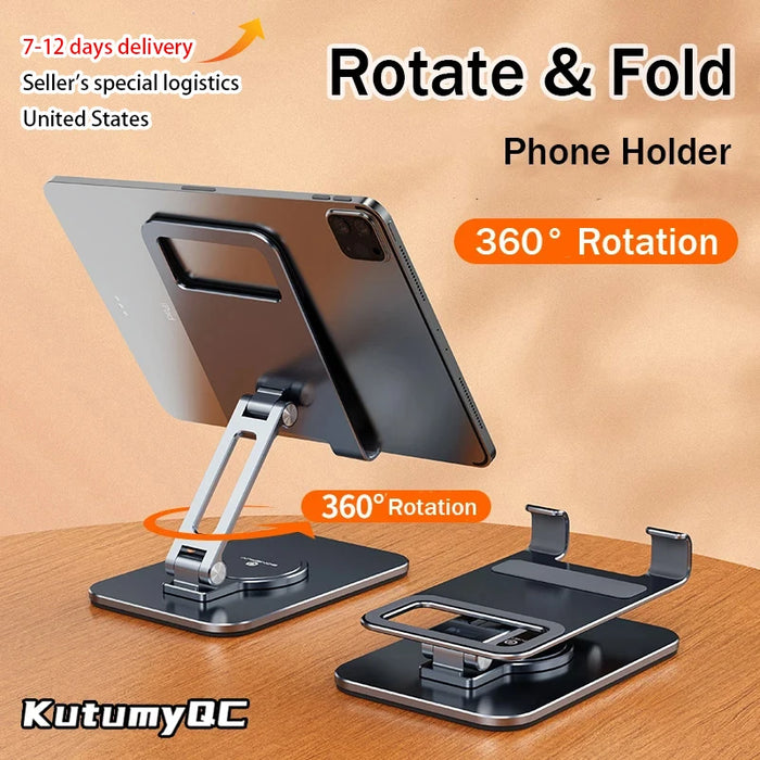 360° Metal Desk Mobile Phone Holder Stand for Portable Folding Storage Bracket Adjustable Desktop Tablet Holder Cell Phone Stand