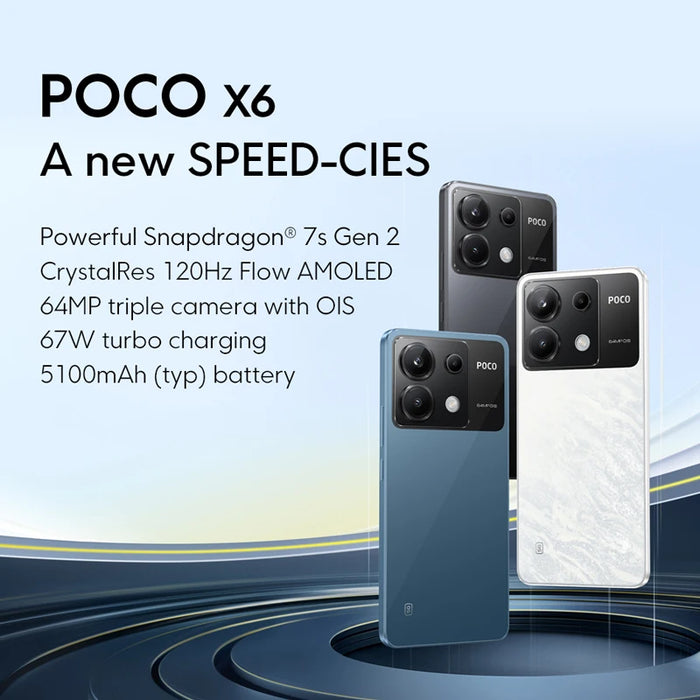 Global Version POCO X6 5G Snapdragon 7s Gen 2 Cellphone NFC 1.5K 120Hz AMOLED Screen 64MP Main Camera 5100mAh 67W Turbo Charging