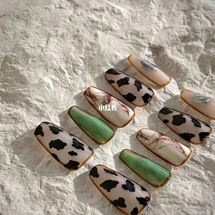 Explosions contrast nail art hand-customized wearing a lively and lovely polka-dot cow pattern detachable 2024 new