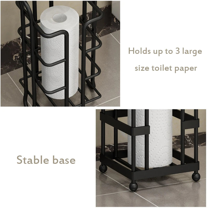 Toilet Paper Roll Holder Stainless Steel Floor Toilet Paper Hanging Rack Toilet Bathroom Paper Rack Shelf Paper Towel Storage