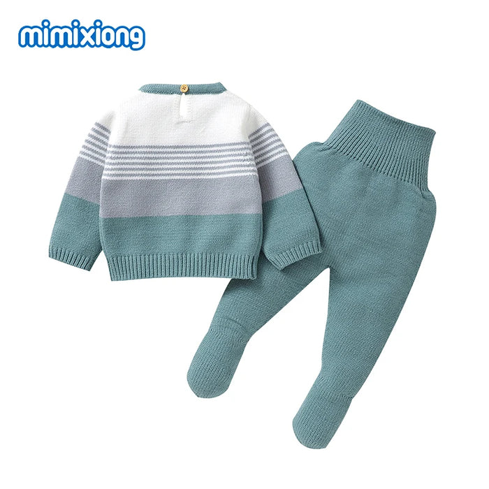 Winter Baby Clothes Autumn Casual Long Sleeve Knit Newborn Boys Girls Sweater Shirts+Pants Outfits 2pcs Infantil Unisex Knitwear