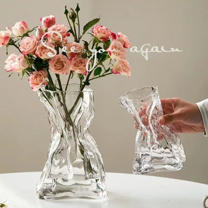 Light Luxury Origami Vase High Appearance Level Vase Irregular Living Room Rectangular Flower Desktop Large Household Decoration