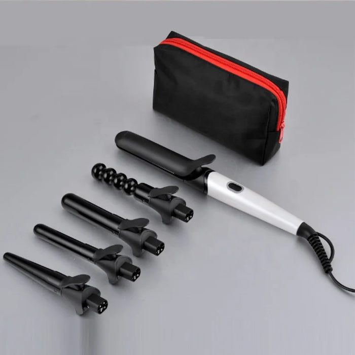 2024 New Attemperation White Curling Iron Multi-styler Hair Curler Set With Five Accessories