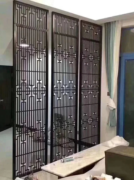 Stainless steel screen partition grille hotel living room laser hollowed-out aluminum plate relief lattice titanium porch