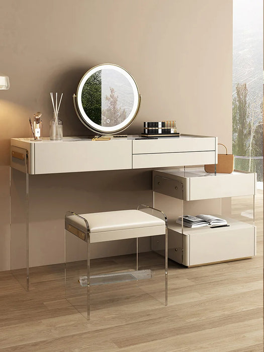 Light Luxury Acrylic Makeup Table, Bedroom, Modern and Minimalist Integrated Solid Wood Storage Cabinet, Dressing Table