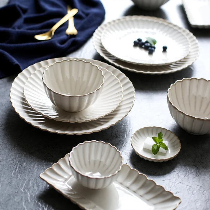 Japanese Style Plate Sets Dinner Serving Ceramic Breakfast Sushi Dessert Luxury Plate Sets Kitchen Vajilla Dinnerware