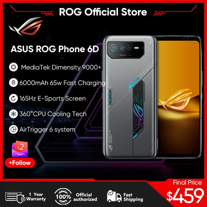 Original ASUS ROG 6D 5G MediaTek Dimensity 9000+165Hz E-Sports Screen 65W fast charging 50 MP Camera ROG 6D Mobile Phone NFC