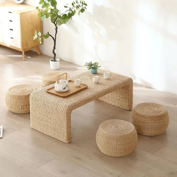 Japanese Rattan Coffee Table Modern Dining Tea Minimalist Center Unique Side Table Service Breakfast Mesas Bajas Patio Furniture