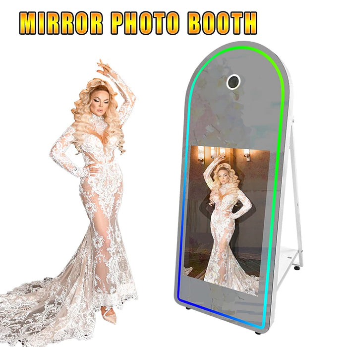 Mirror Photobooth 32" Selfie Touch Screen Machine Magic Mirror Photo Booth for Parties Wedding Events Christmas With Flight Case