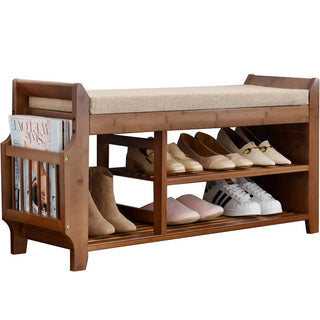 Shoe Storage Rack Bench With Double Layer Cushion Seat Living Room Shoe Organizer Entryway Storage Hallway Furniture Shoe Stool