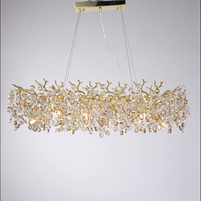 Luxury Crystal Pendant Chandelier Dining Room Led Lights Restaurant Hanging Light Fixture Sun Flower Crystal Led Chandelier