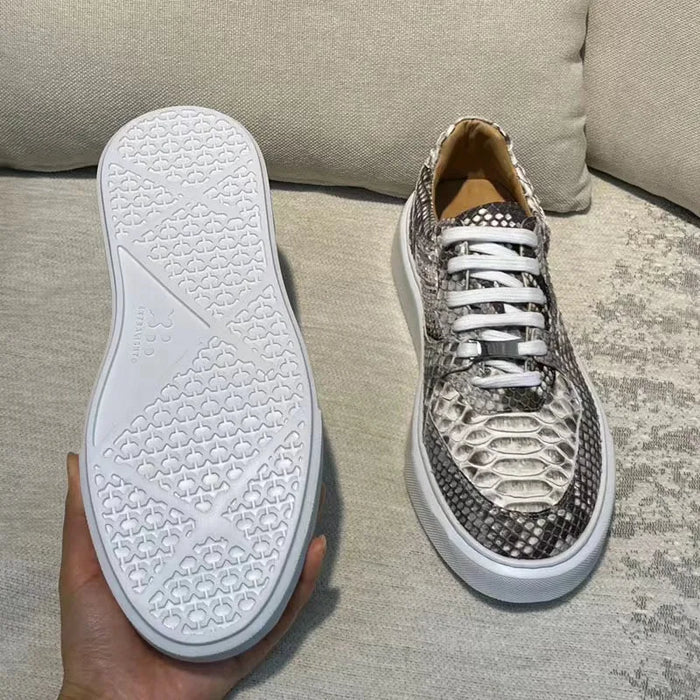 BATMO 2024 new arrival Fashion Snake skin causal shoes men,male Genuine leather sneakers pdd474