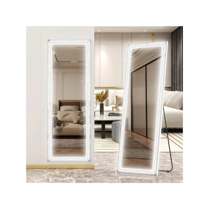 Mirror with Star Pattern Light -Stand up Mirror, Wall Mounted Hanging Mirror, Bedroom Mirror with Dimming & 3 Color Modes