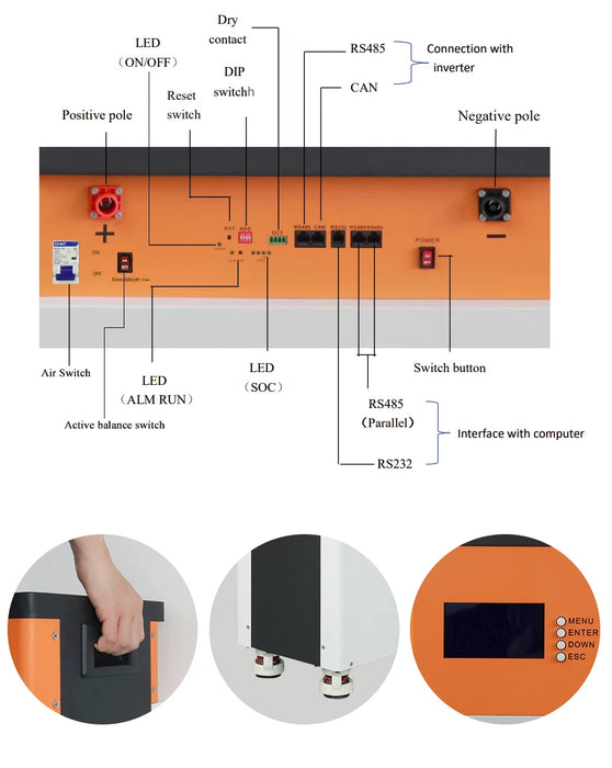 Tewaycell NEW 15KWh 48V 300Ah LiFePO4 Battery 51.2V 310Ah Powerwall RS485/CAN Built-in BMS ESS Home Energy Solar Storage