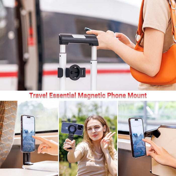 Airplane Magnetic Travel Phone Holder for Desk Foldable Adjustable Rotatable Train Seat Stand for iphone 15/14/13/12 Pro Max