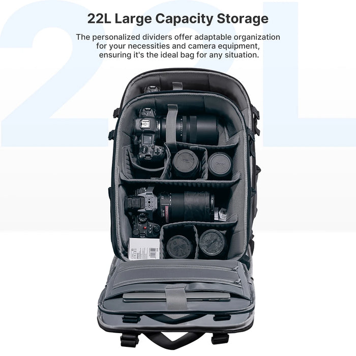 Ulanzi BP09 Camera Backpack 22L Large Capacity Waterproof Digital SLR Camera Photography Travel Bag Tripod Holder Outdoor Video