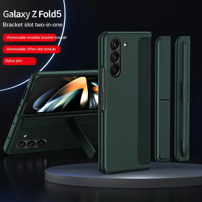 For Samsung Galaxy Z Fold 5 4 3 Case Skin Friendly Matte With Removable Pen Slot Kickstand Holder Shockproof Folding Hard Cover