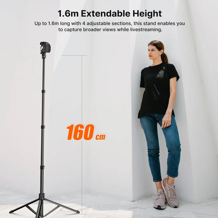 Ulanzi 1.6m Extendable Tripod Selfstick Light Stand for Camera Smartphone Fill Light for Video Live-streaming