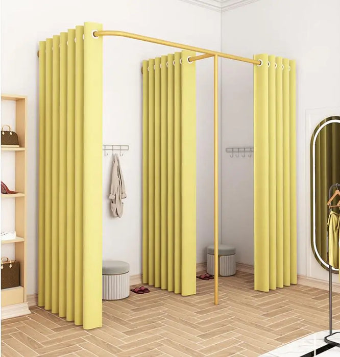 Clothing store F-type fitting room track simple dressing room partition cloth curtain men's and women's changing room nano gold