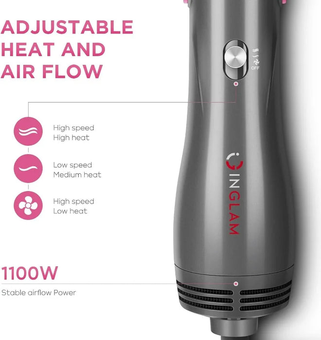 Hair Dryer Brush Set, IG INGLAM 4 in 1 Hot Air Brush, Negative Ion Detachable Hair Dryer & Styler Volumizer Blow Dryer Brush