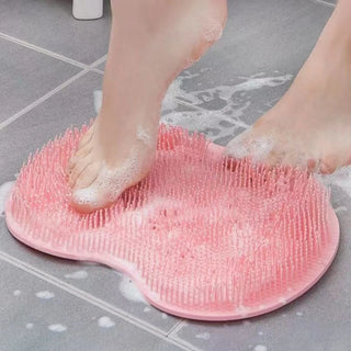 Silicone Massage Shower Mat Non-slip Wash Foot Pad Foot Exfoliating Bathroom Rub Back Brush with Sucker Bath Massage Brush Pad
