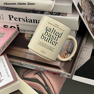 Cream Color Splash Ink Ceramic Mug Letter Printing Breakfast Coffee Retro Cup Coffee Mug Mugs Coffee Cups