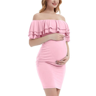 Maternity Dresses Summer Photo Shoot Sexy Off Shoulder Ruffles Baby Shower Dress Clothes for Pregnant Women