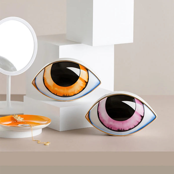 2023 New Ceramic Devil's Eye Home Decor Eye Ornaments Sculpture Statues Study Room Abstract Decoration Gift Giving