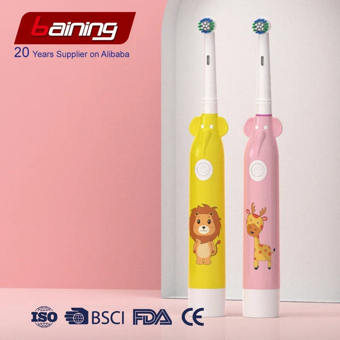 2 Min Smart Timer Electric Toothbrush For Children 5000rpm Power Toothbrush With 2 Replacement Head