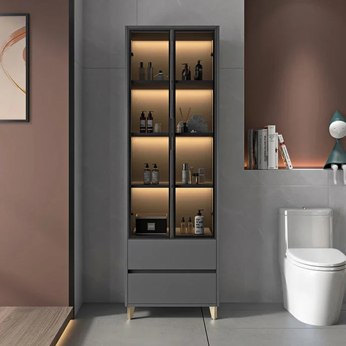 Bathroom Side Cabinet Storage Cabinet Light Luxury Intelligent Induction Modern Minimalist Solid Wood Vertical Toilet Land Stora