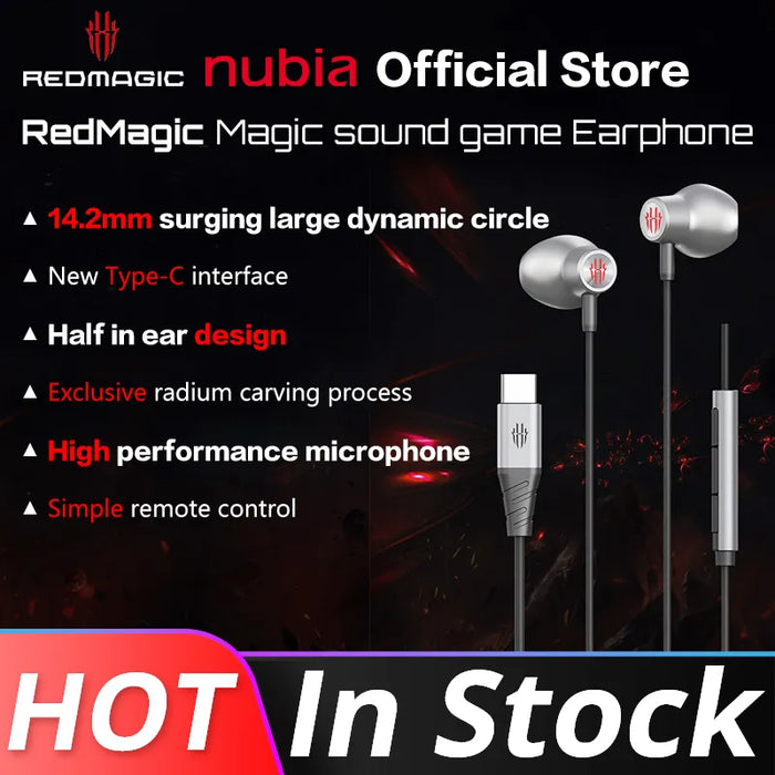 100% Original Nubia Redmagic MagicSound Earphone Type-C 3.5MM Wired Earphone 14.2mm Driver Diameter