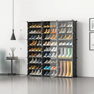 Large Shoe Rack Large Capacity Boot Storage 12 Cube Organizer Modular DIY Plastic 6 Tier 24-96 Pairs Of Shoe Tower Cabinet