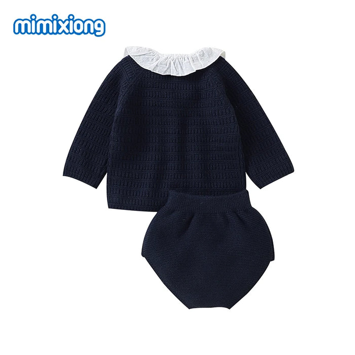 Baby Girls Clothes Sets Winter Casual Long Sleeve Knit Sweaters Shirts+Bottoms Newborn Infant 2pcs Outfit 0-18m Children Costume