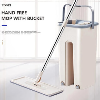 Flat Squeeze Mops Floor Cleaning and Bucket Hand Free Wringing Floor Cleaning Mop Microfiber Wet or Dry Bathroom Kitchen Cleaner
