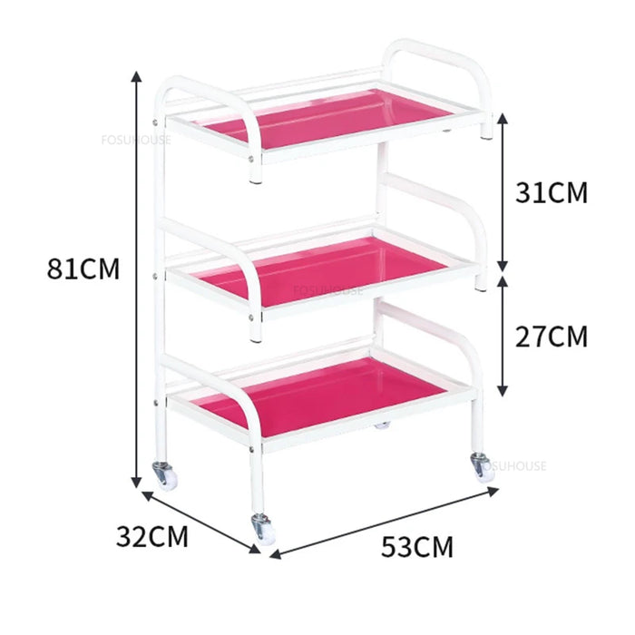 Modern Hair Salon Trolleys Beauty Salon Special Instrument Tool Cart Shelf Home Living Room Shelf Nail Tool Storage Trolley U