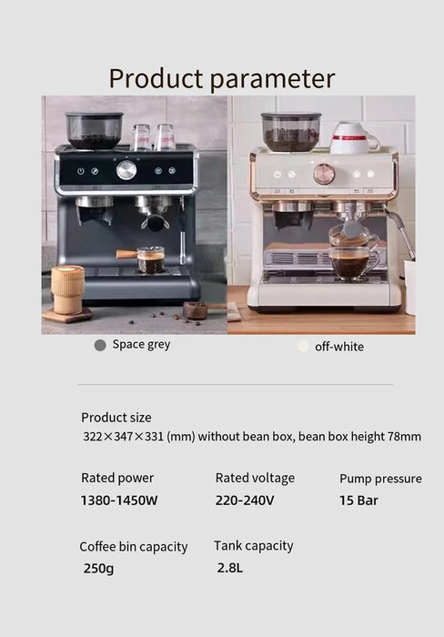 New Stock 15 Bar Commercial Outdoor Espresso Coffee Maker Professional Semi-auto Espresso Coffee Making Machine With Pump