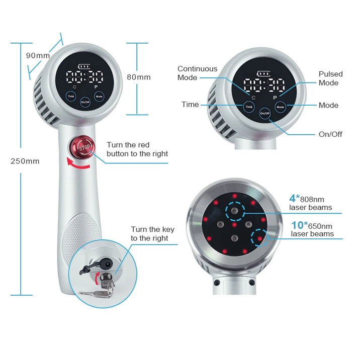 home health care handheld laser therapeutic equipment 650nm 808nm