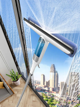 Window Cleaner Glass Spray Mop Multifunctional Tile Wall Washing Wiper with Silicone Scraper Shower Cleaning Mop Window Washer