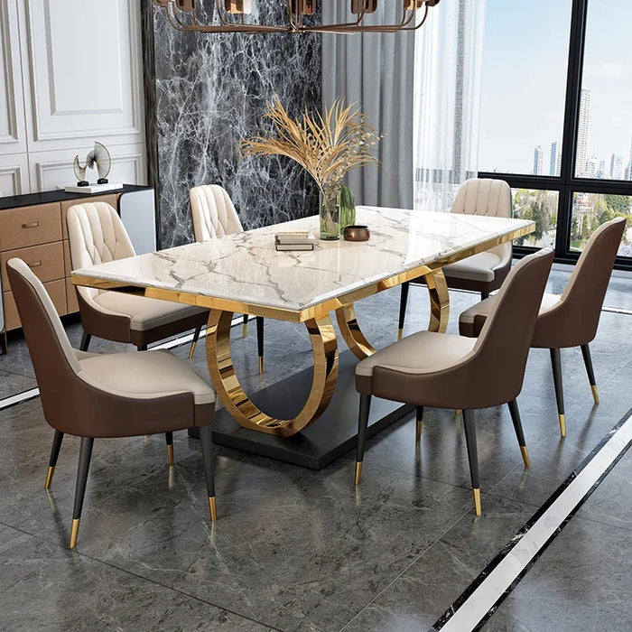 Light luxury marble table and chair combination, post-modern simple family, small family, Hong Kong Style rectangular table