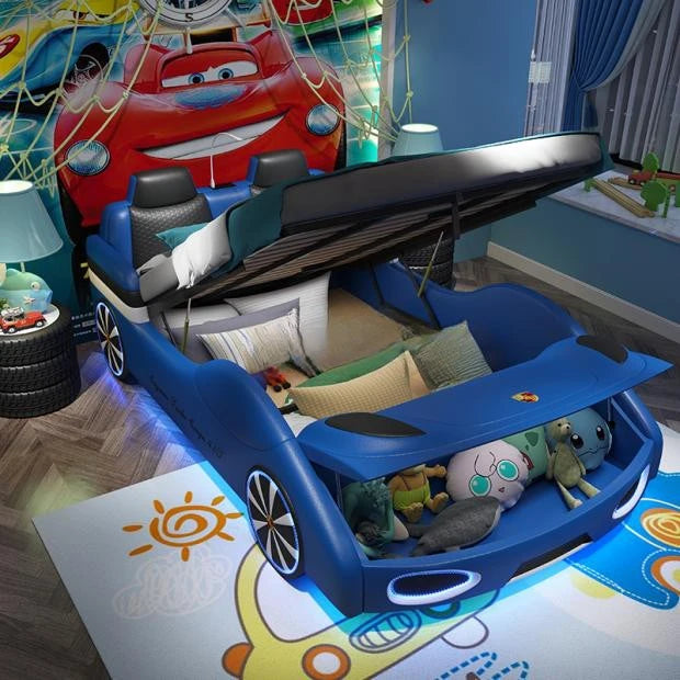 Children car bed simple boy single bed multifunctional sports car bed with guardrail