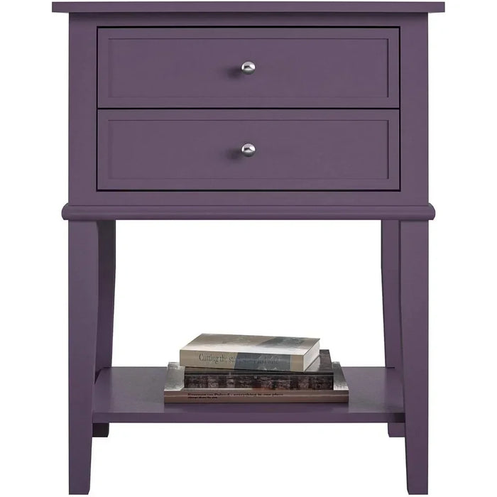 Home Franklin Accent 2 Drawers, Purple Table Bedroom Furniture Nightstand