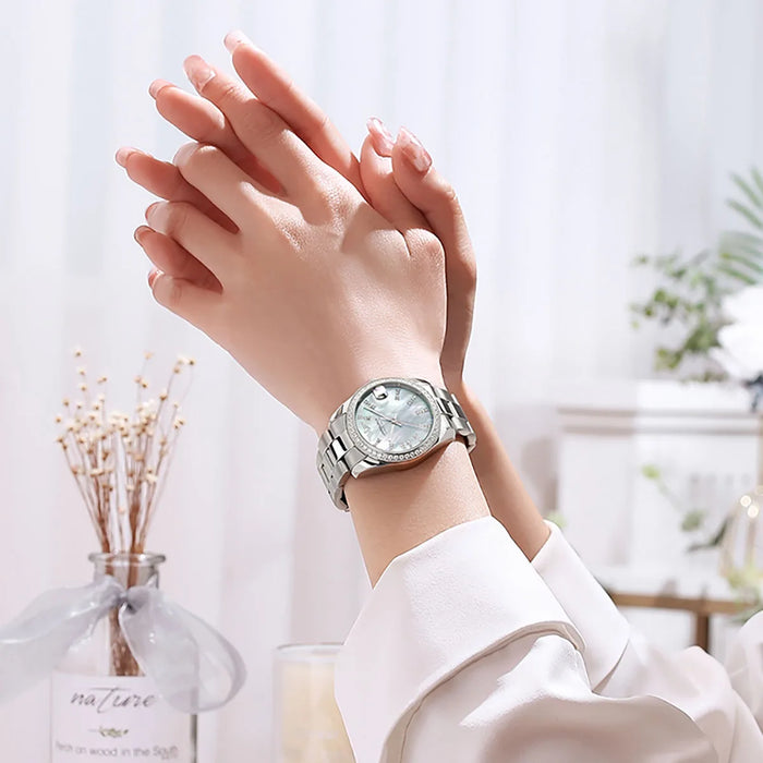 Women's Automatic Mechanical Watches Ladys Luxury Elegant Shell Dial Diamond Wristwatches 50M Waterproof Girl's Dream Gift