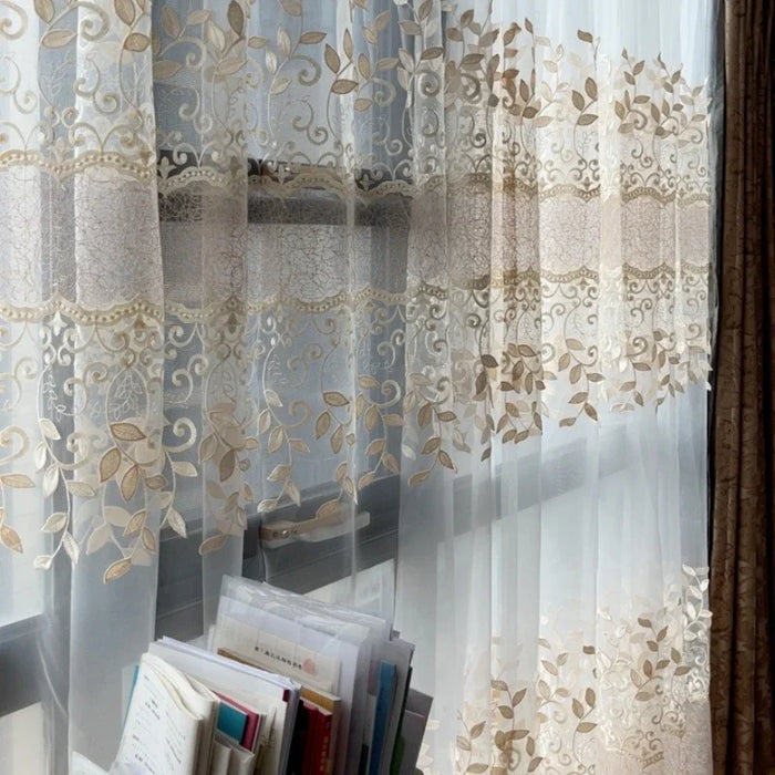 European Style Embroidered Curtains Tulles for Living Room Bedroom Dining Luxury Sheer Voile Yarn Transparent High Grade Drape