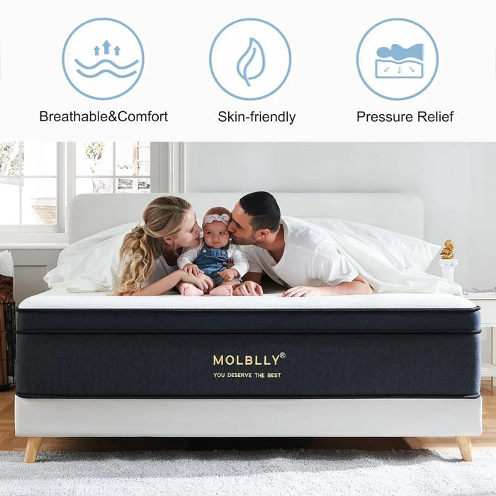 Full Mattress, 12 Inch Hybrid Mattress in a Box with Gel Memory Foam, Individually Wrapped Pocket Coils Innerspring,