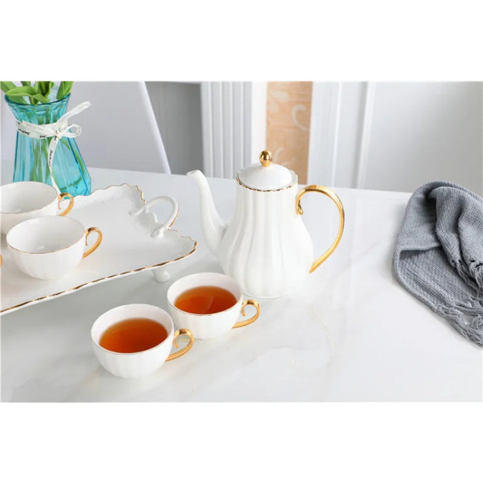 20pcs High Quality European Luxury Household Ceramic Afternoon Teapot Tea cup Sets With Tray