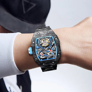Haofa Full Carbon Fiber Tourbillon Watch for Men Skeleton Automatic Luxury Mechanical Watch Sapphire Waterproof Men's Watch 2311
