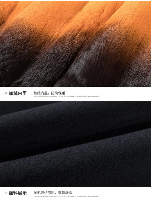 BATMO 2023 Winter mink fur liner &70% Wool Trench Coat Men,Wool Jackets Thick Coat Men Overcoat  M23616